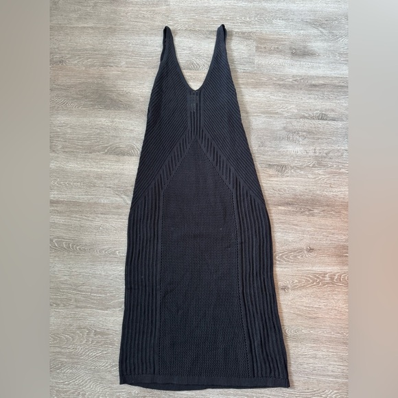 H&M LIMITED EDITION CROCHET-LOOK DRESS Size L NWOT Black Knit Midi Length - Picture 7 of 8